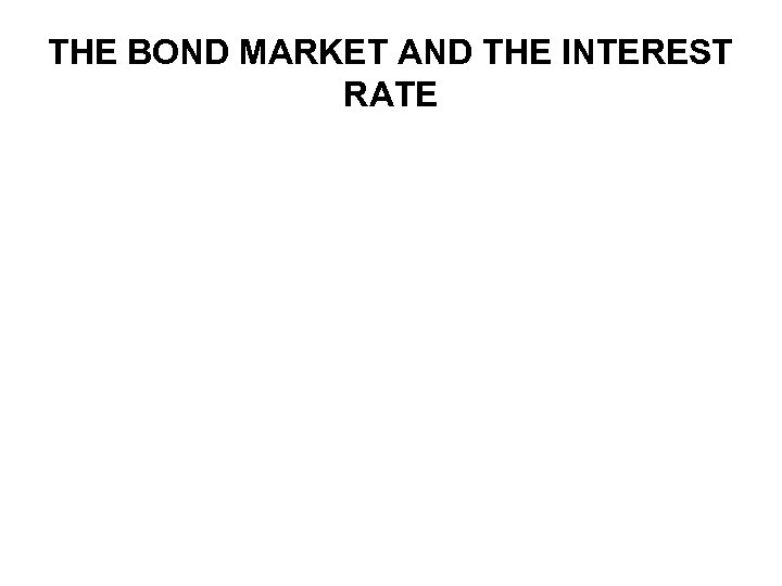 THE BOND MARKET AND THE INTEREST RATE 