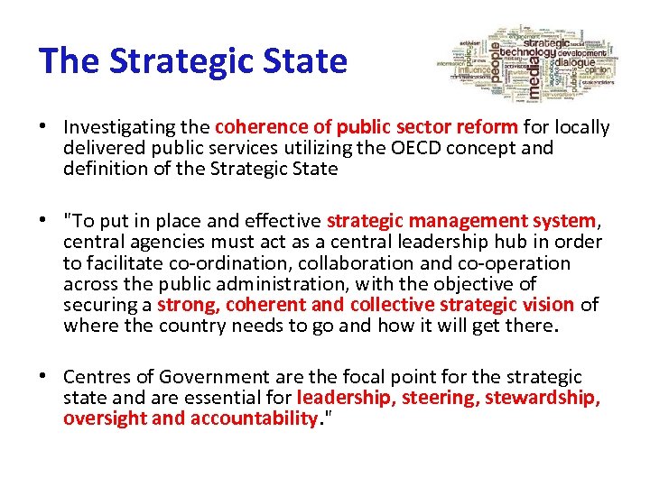 The Strategic State • Investigating the coherence of public sector reform for locally delivered