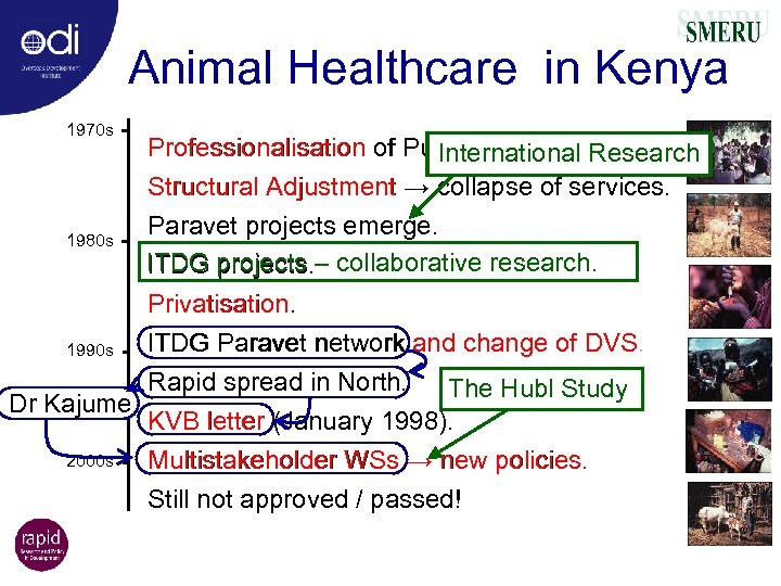 Animal Healthcare in Kenya 1970 s 1980 s 1990 s Professionalisation of Public Services.