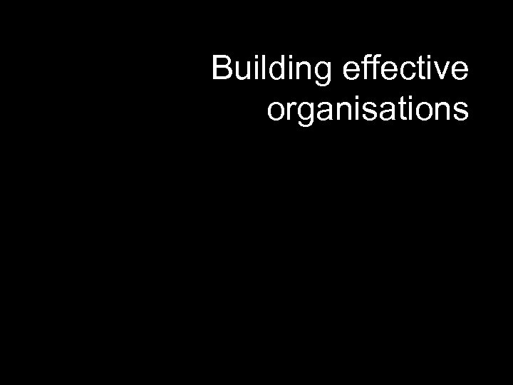 Building effective organisations 