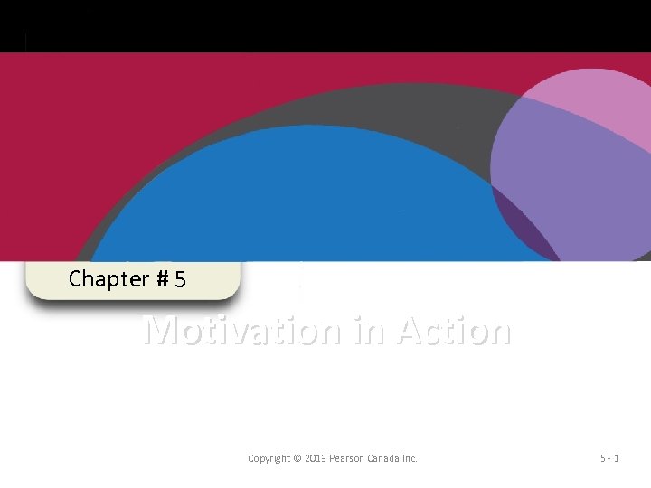 Chapter # 5 Chapter # Motivation in Action Copyright 2013 Pearson Canada Inc. Copyright
