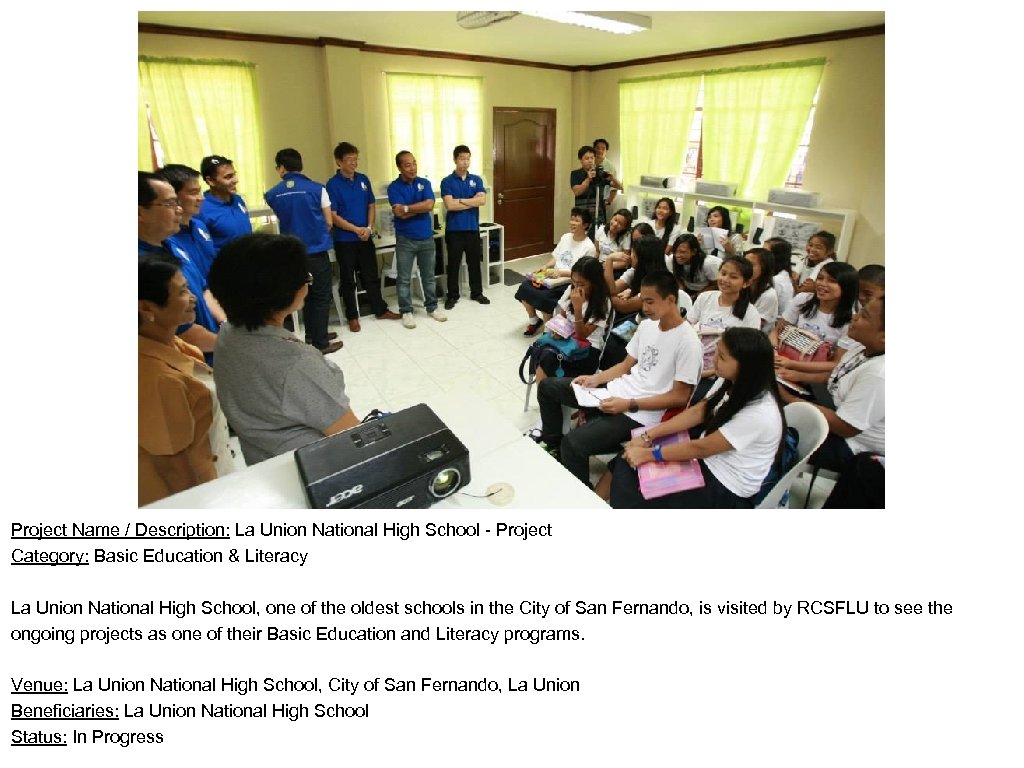 Project Name / Description: La Union National High School - Project Category: Basic Education