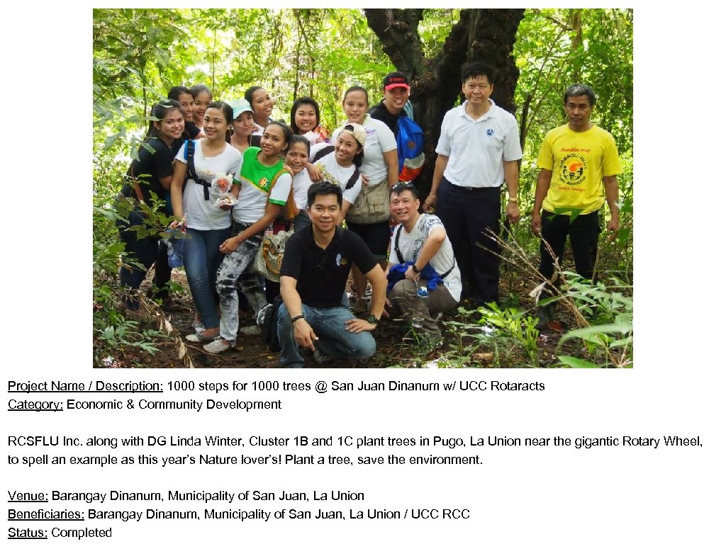 Project Name / Description: 1000 steps for 1000 trees @ San Juan Dinanum w/