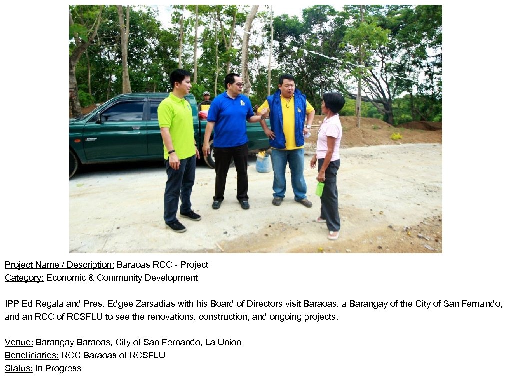 Project Name / Description: Baraoas RCC - Project Category: Economic & Community Development IPP