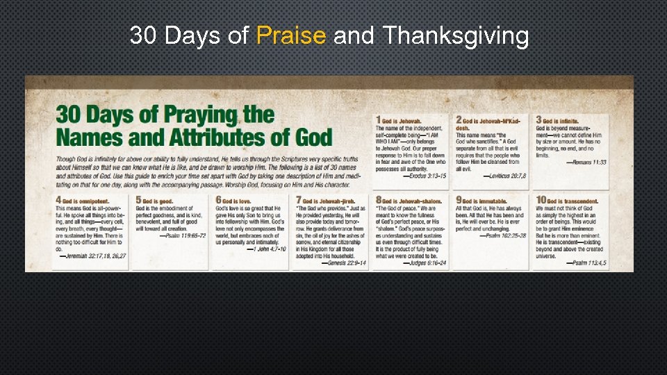 30 Days of Praise and Thanksgiving 