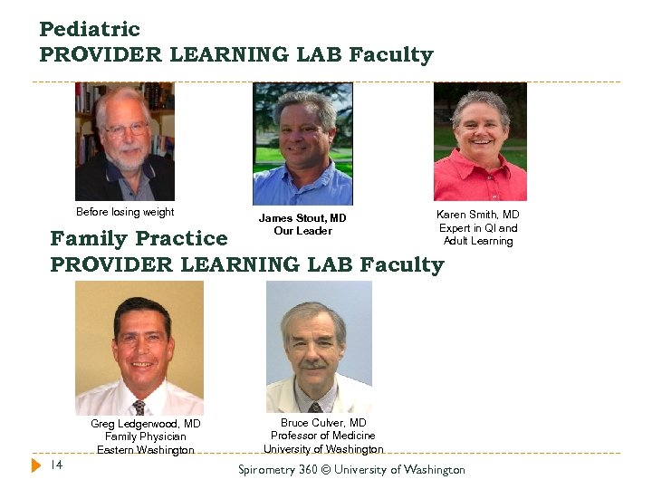 Pediatric PROVIDER LEARNING LAB Faculty Before losing weight James Stout, MD Our Leader Karen