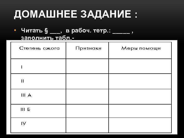 ДОМАШНЕЕ ЗАДАНИЕ : • Читать § ___, в рабоч. тетр. : _____ , заполнить