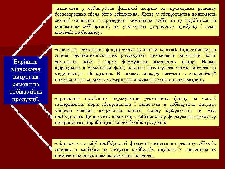 –включити у собівартість фактичні витрати на проведення ремонту безпосередньо після його здійснення. Якщо у
