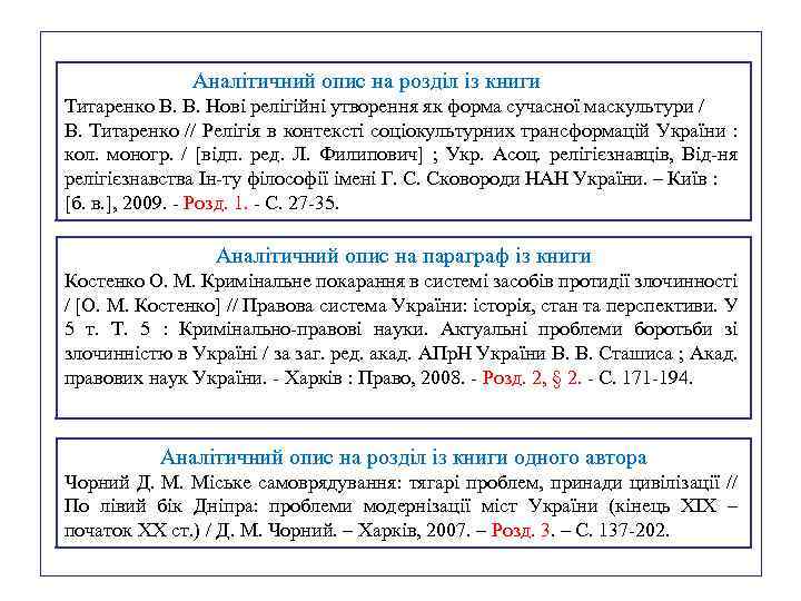  Аналітичний опис на розділ із книги Титаренко В. В. Нові релігійні утворення як