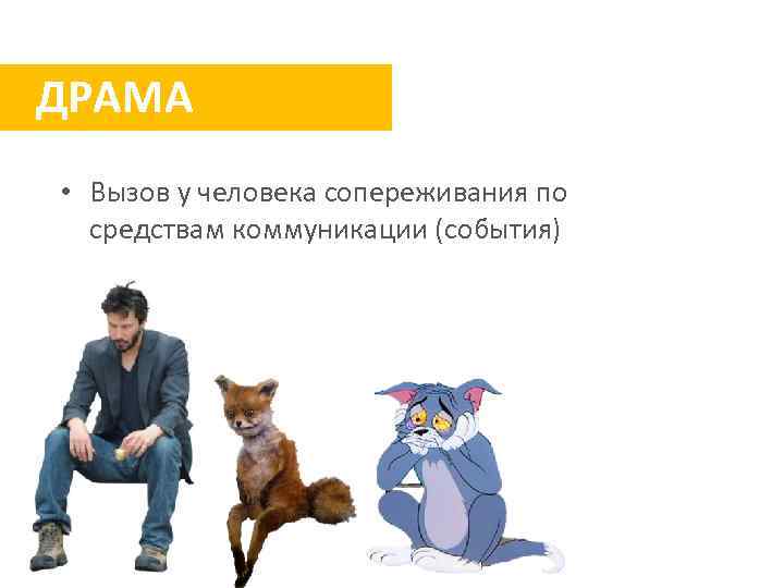 ДРАМА • Вызов у человека сопереживания по средствам коммуникации (события) 