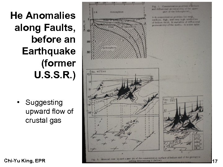 He Anomalies along Faults, before an Earthquake (former U. S. S. R. ) •