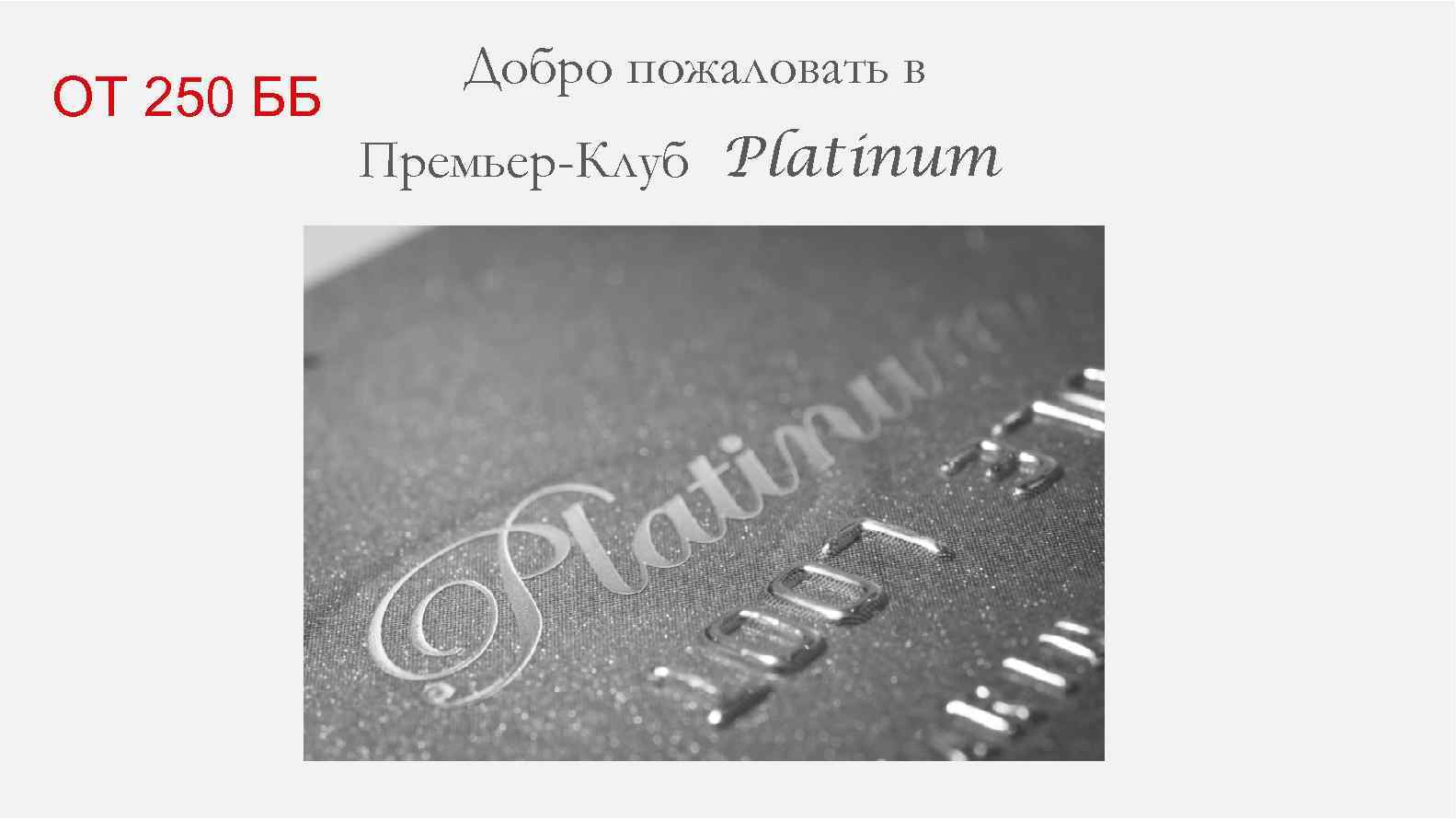 ОТ 250 ББ Добро пожаловать в Премьер-Клуб Platinum 