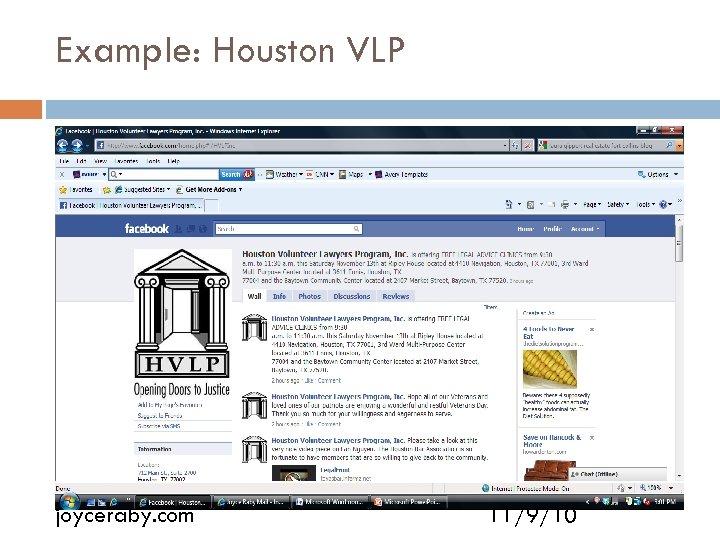 Example: Houston VLP joyceraby. com 11/9/10 