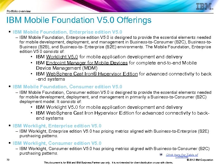 Portfolio overview IBM Mobile Foundation V 5. 0 Offerings § IBM Mobile Foundation, Enterprise