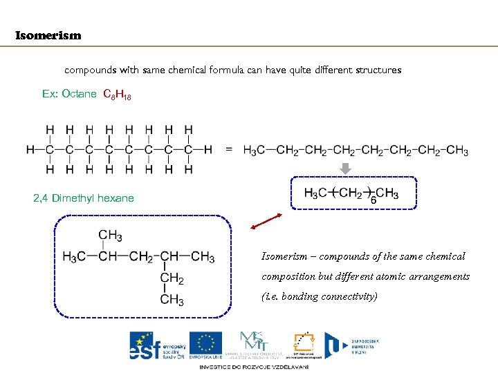 Isomerism compounds with same chemical formula can have quite different structures Ex: Octane C