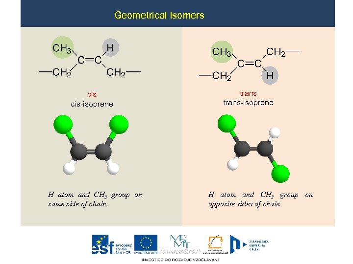 Geometrical Isomers cis-isoprene H atom and CH 3 group on same side of chain