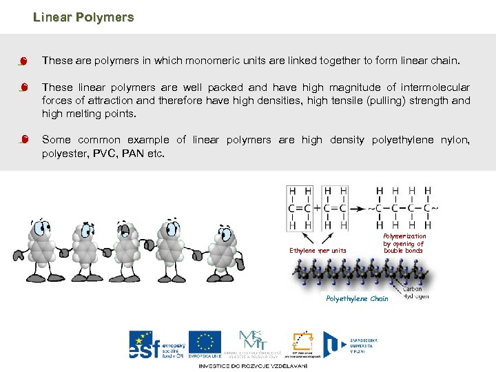 Linear Polymers These are polymers in which monomeric units are linked together to form