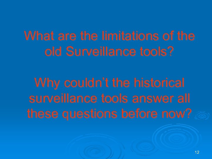 What are the limitations of the old Surveillance tools? Why couldn’t the historical surveillance