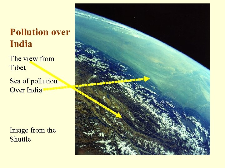 Pollution over India The view from Tibet Sea of pollution Over India Image from