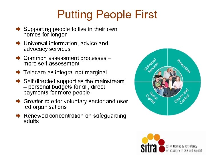 Putting People First Æ Supporting people to live in their own homes for longer