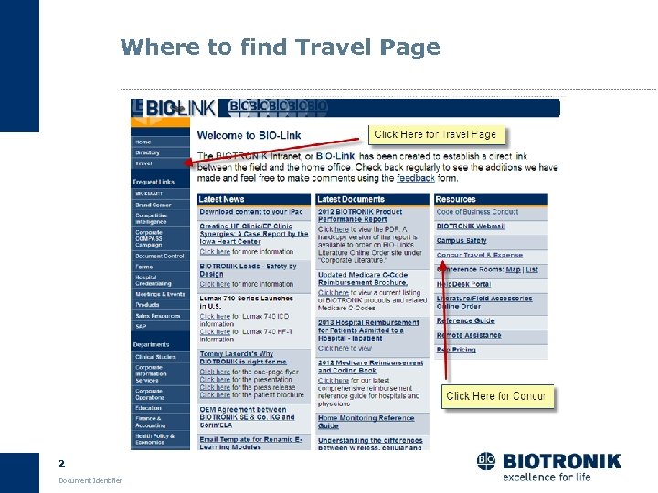 Where to find Travel Page 2 Document Identifier 
