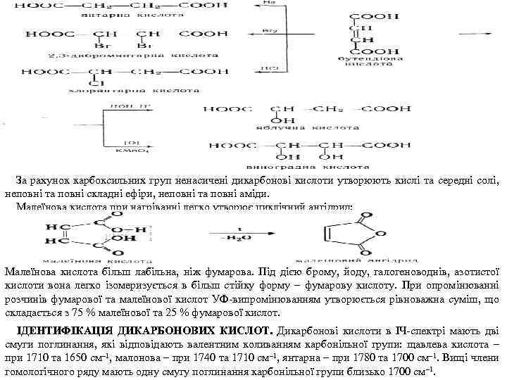 За рахунок карбоксильних груп ненасичені дикарбонові кислоти утворюють кислі та середні солі, неповні та