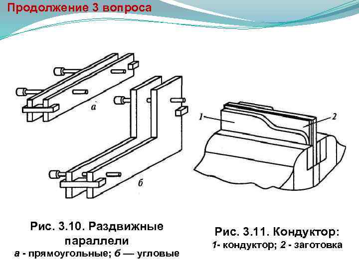  Продолжение 3 вопроса Рис. 3. 10. Раздвижные параллели а прямоугольные; б –– угловые
