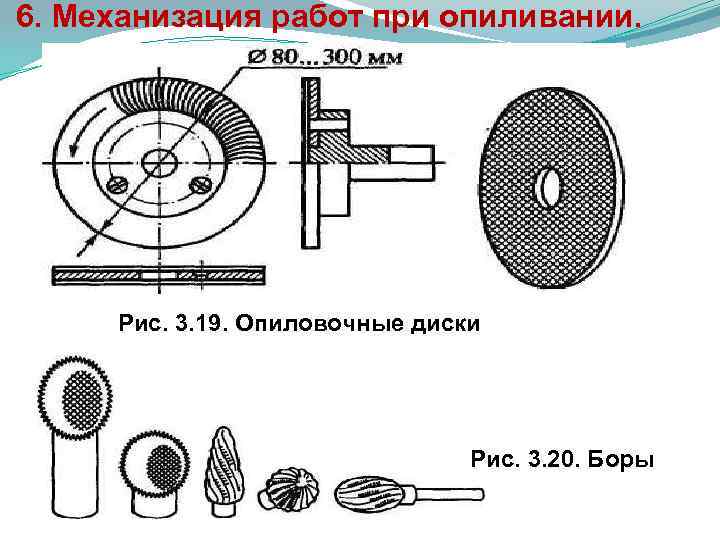  6. Механизация работ при опиливании. Рис. 3. 19. Опиловочные диски Рис. 3. 20.