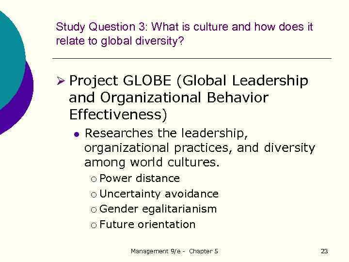 Study Question 3: What is culture and how does it relate to global diversity?