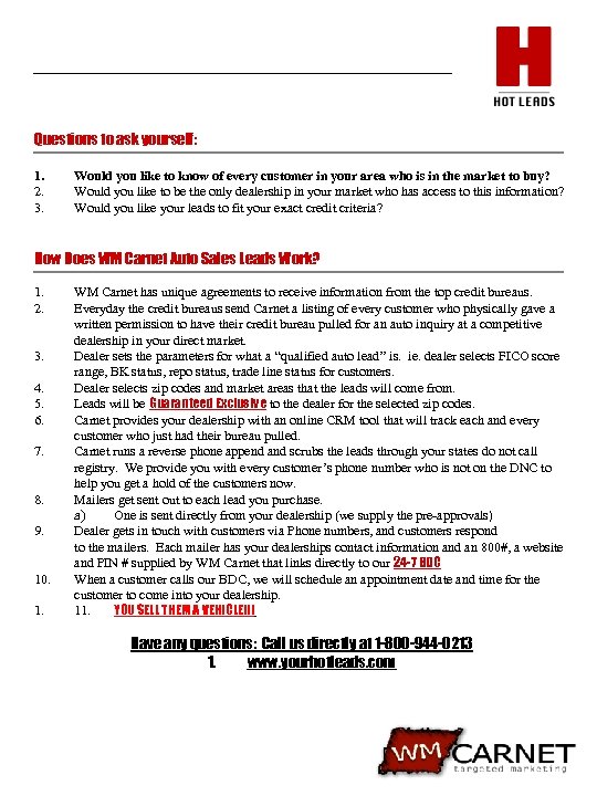 Questions to ask yourself: 1. 2. 3. Would you like to know of every