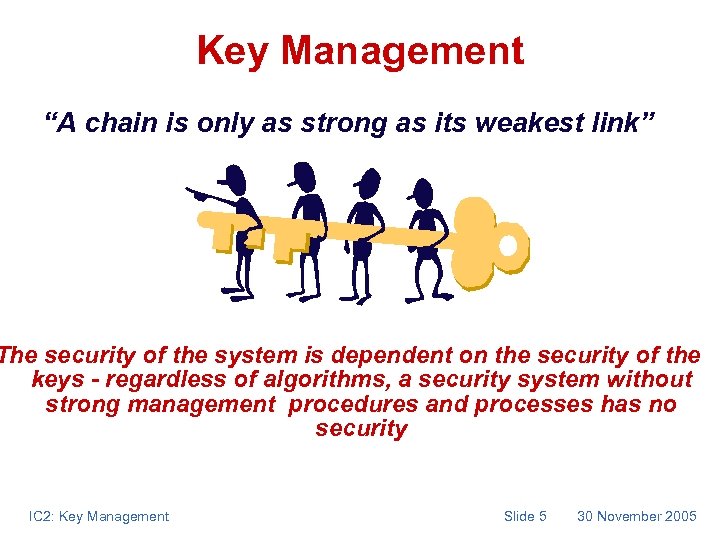 Key Management “A chain is only as strong as its weakest link” The security