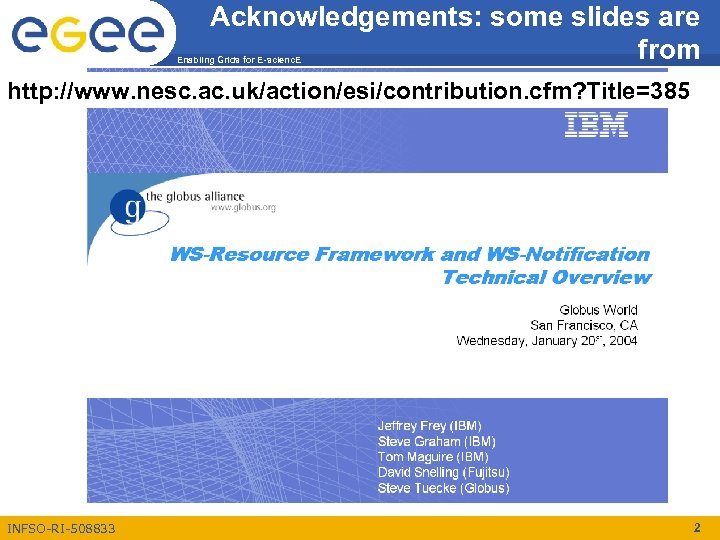 Acknowledgements: some slides are from Enabling Grids for E-scienc. E http: //www. nesc. ac.