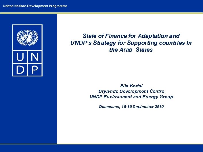 State of Finance for Adaptation and UNDP’s Strategy for Supporting countries in the Arab
