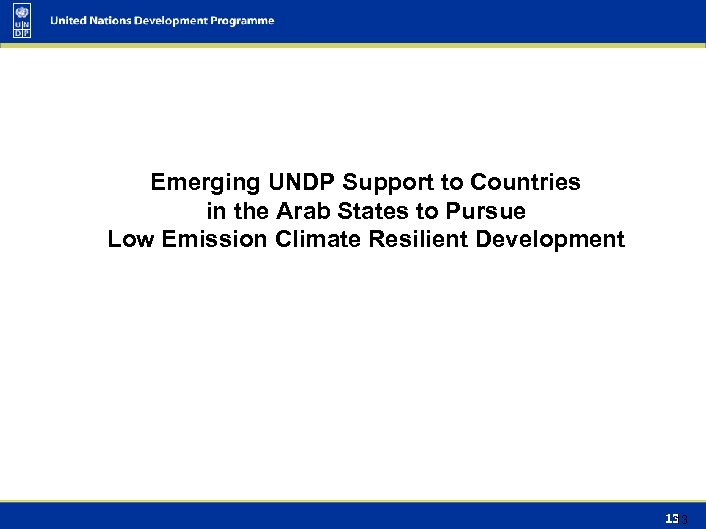 Emerging UNDP Support to Countries in the Arab States to Pursue Low Emission Climate