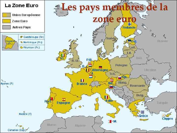 Les pays membres de la zone euro 