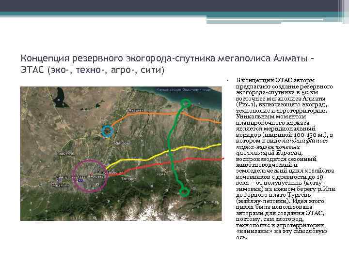 Концепция резервного экогорода-спутника мегаполиса Алматы ЭТАС (эко-, техно-, агро-, сити) • В концепции ЭТАС