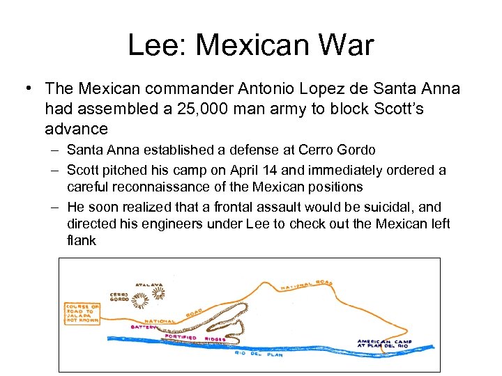 Lee: Mexican War • The Mexican commander Antonio Lopez de Santa Anna had assembled