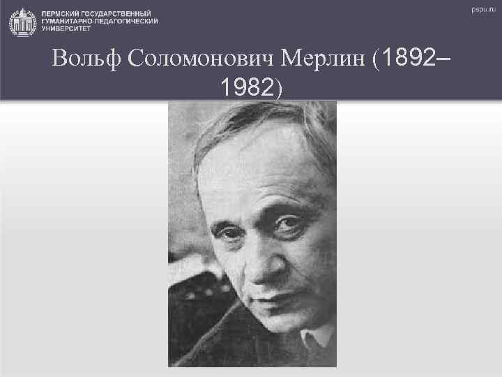 Вольф Соломонович Мерлин (1892– 1982) 