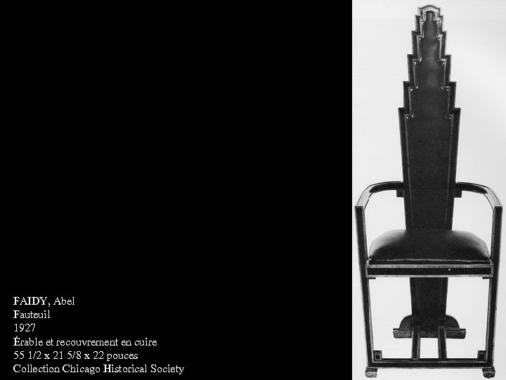 FAIDY, Abel Fauteuil 1927 Érable et recouvrement en cuire 55 1/2 x 21 5/8