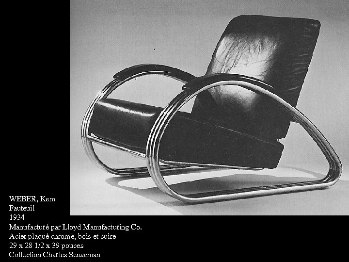 WEBER, Kem Fauteuil 1934 Manufacturé par Lloyd Manufacturing Co. Acier plaqué chrome, bois et