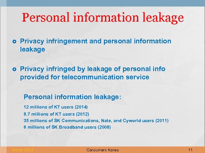 Personal information leakage Privacy infringement and personal information leakage Privacy infringed by leakage of