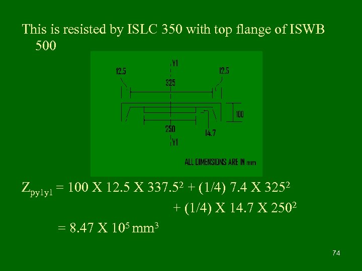 This is resisted by ISLC 350 with top flange of ISWB 500 Zpy 1