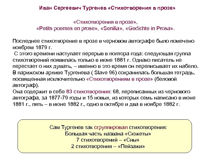 Тургенев стихотворения в прозе презентация 7 класс