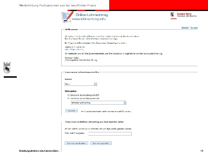 Weiterbildung Fachpersonen aus der beruflichen Praxis Erziehungsdirektion des Kantons Bern / Mittelschul- und Berufsbildungsamt