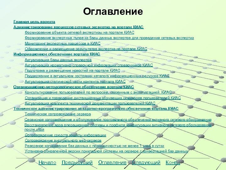 Оглавление Главная цель проекта Администрирование процессов сетевых экспертиз на портале КИАС Формирование объекта сетевой