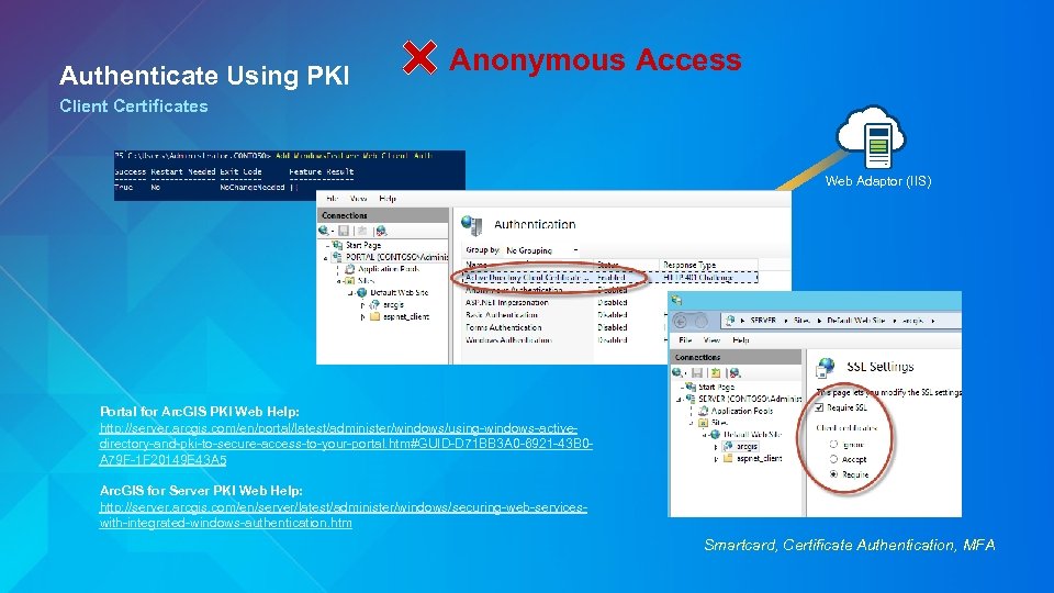 Authenticate Using PKI Anonymous Access Client Certificates Web Adaptor (IIS) Portal for Arc. GIS