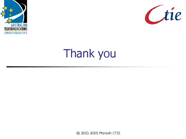 Thank you © 2003 -2005 Monash CTIE 