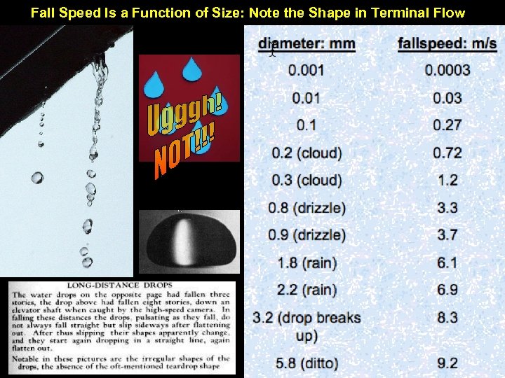 Fall Speed Is a Function of Size: Note the Shape in Terminal Flow pat