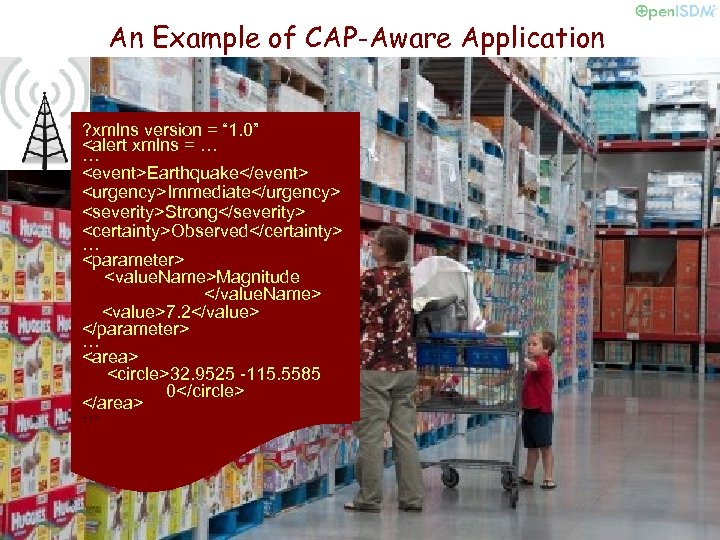 An Example of CAP-Aware Application ? xmlns version = “ 1. 0” <alert xmlns
