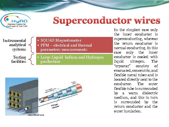 Superconductor wires Instrumental analytical systems Testing facilities • SQUAD Magnetometer • PPM – electrical